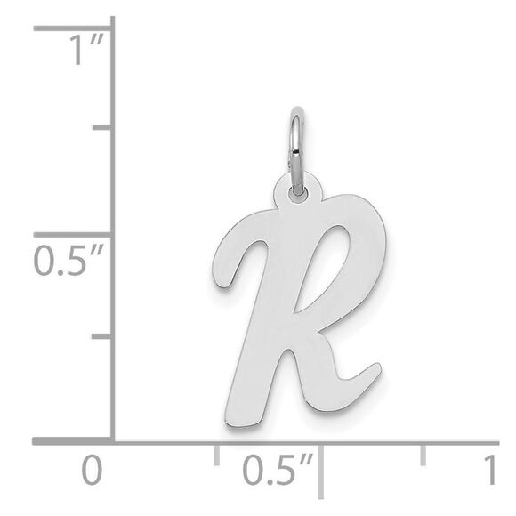 14k White Gold, Madison Collection, Medium Script Initial R Pendant - Picture 4 of 5